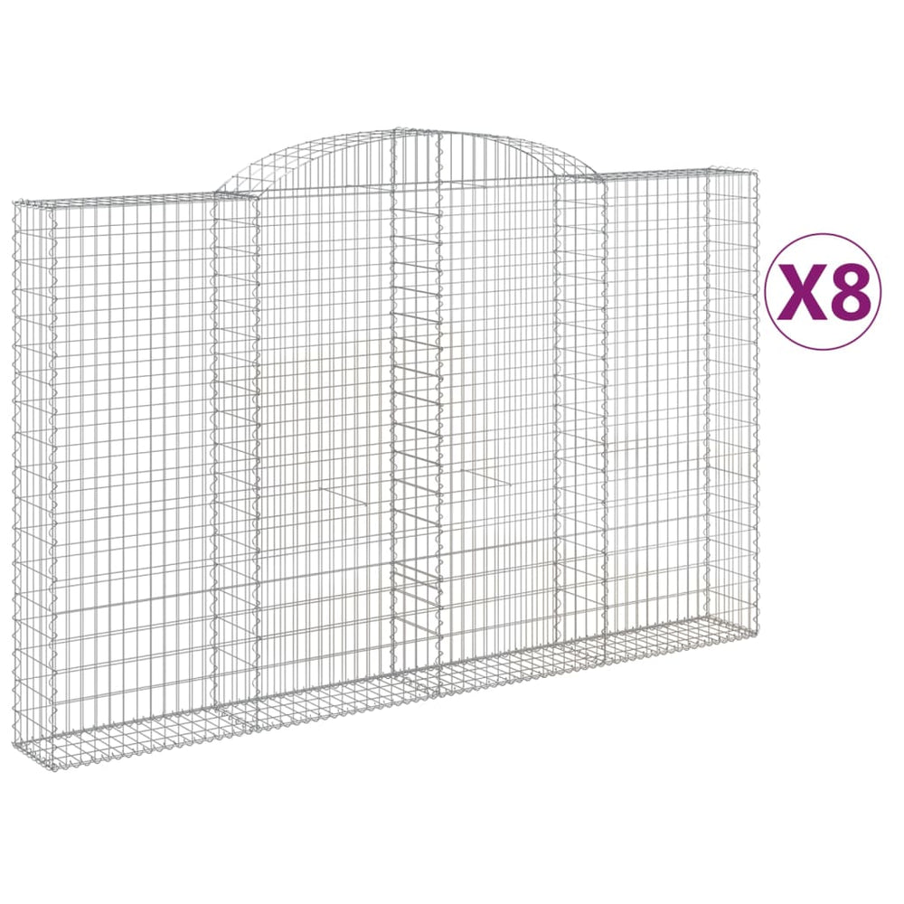 vidaXL Gabions avec arche 8 pcs 300x30x180/200cm Fer galvanisé