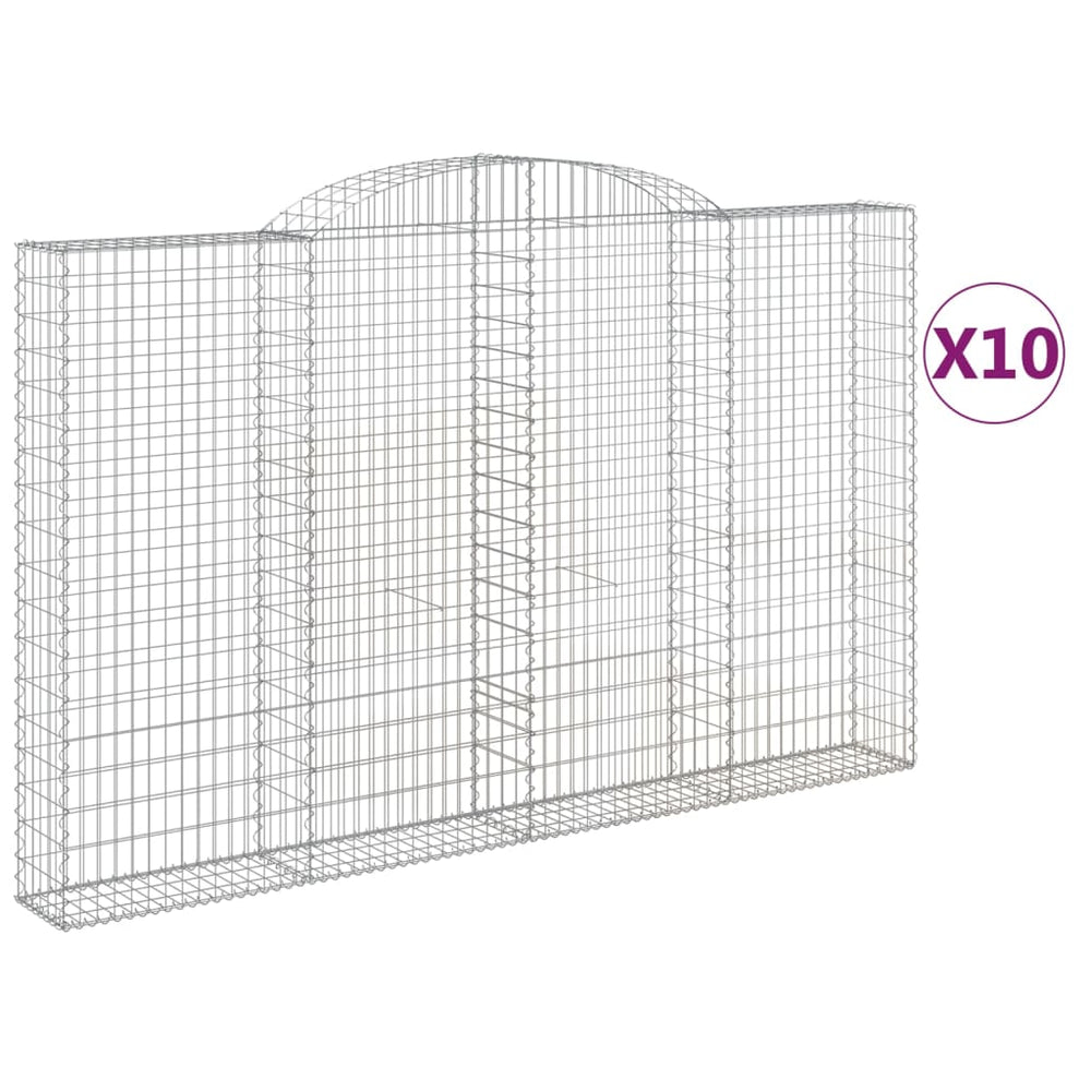 vidaXL Gabions à arche surélevée 10 pcs 300x30x180/200cm Fer galvanisé