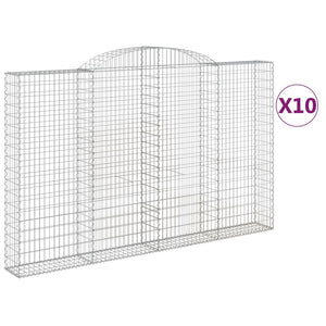 Gabionen mit Hochbogen 10 Stk 300x30x180/200cm Verzinktes Eisen