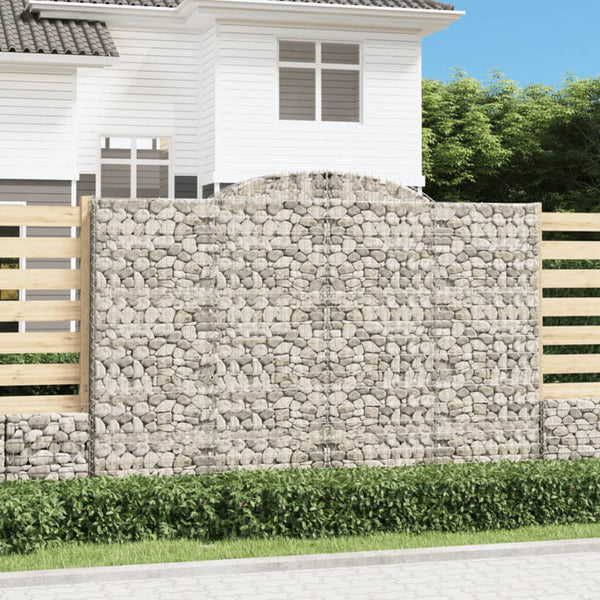 Gabionen mit Hochbogen 2 Stk. 300x30x200/220cm Verzinktes Eisen
