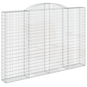 Gabionen mit Hochbogen 3 Stk. 300x30x200/220cm Verzinktes Eisen