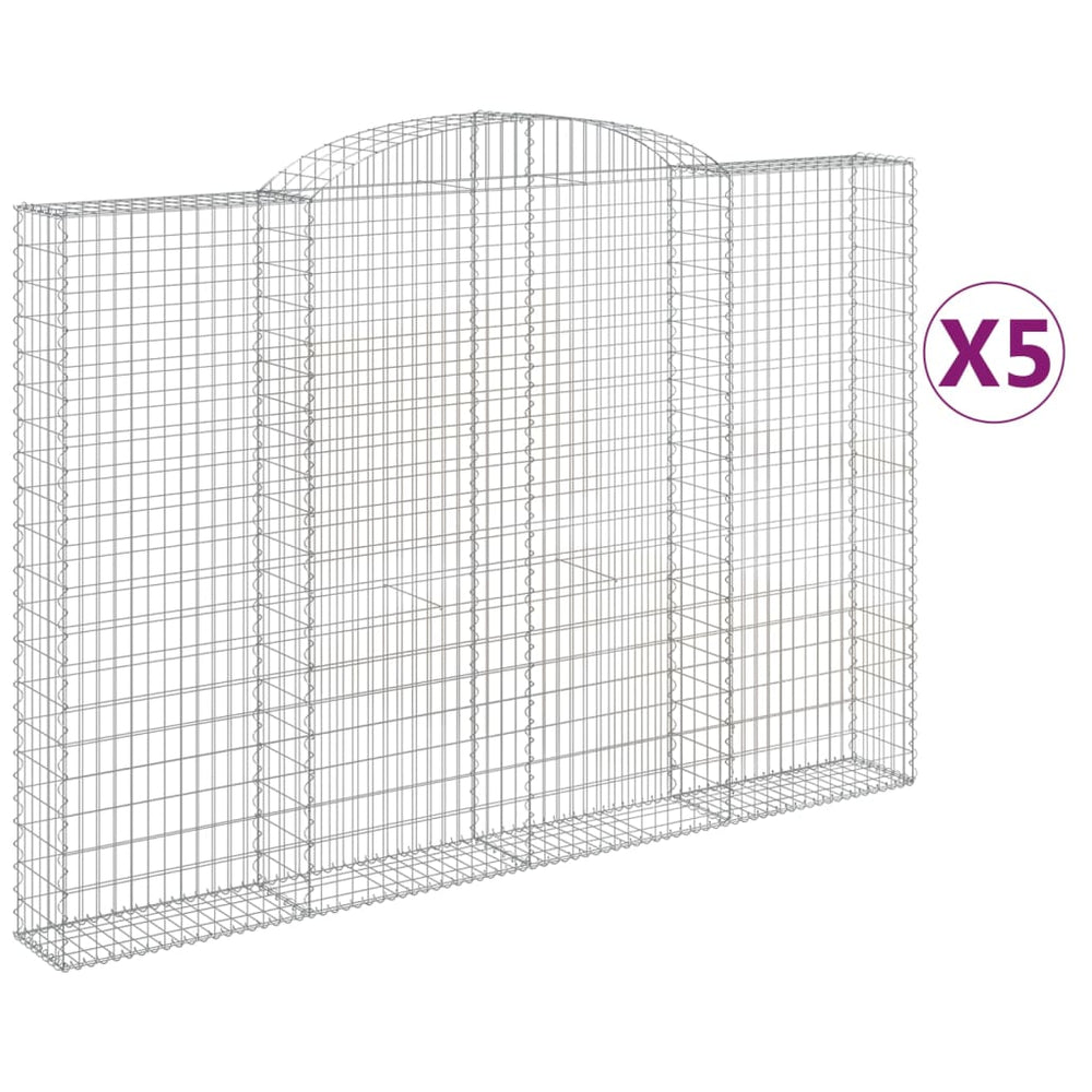 vidaXL Gabions avec arche 5 pcs 300x30x200/220cm Fer galvanisé