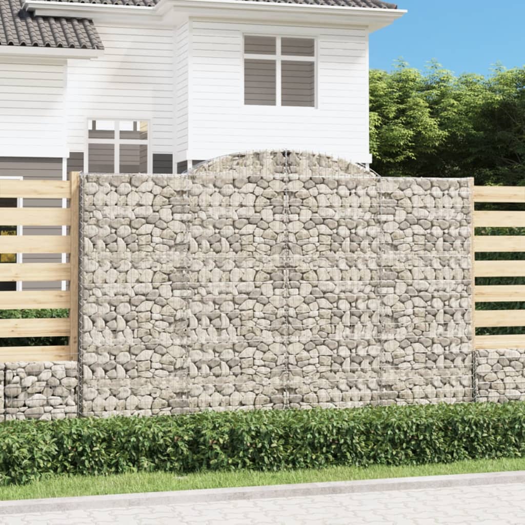 Gabionen mit Hochbogen 6 Stk. 300x30x200/220cm Verzinktes Eisen