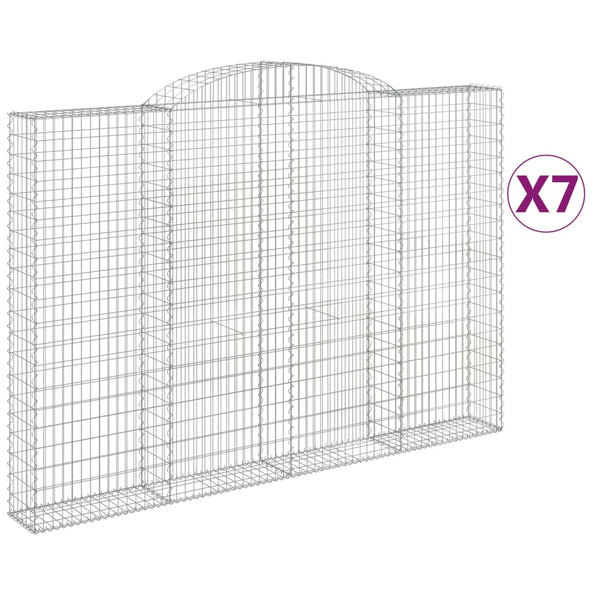 Gabionen mit Hochbogen 7 Stk. 300x30x200/220cm Verzinktes Eisen