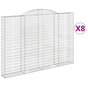 Gabionen mit Hochbogen 8 Stk. 300x30x200/220cm Verzinktes Eisen