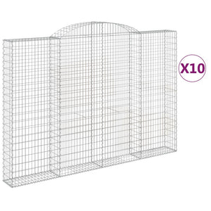 Gabionen mit Hochbogen 10 Stk 300x30x200/220cm Verzinktes Eisen