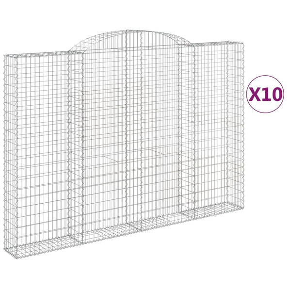 Gabionen mit Hochbogen 10 Stk 300x30x200/220cm Verzinktes Eisen