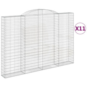 Gabionen mit Hochbogen 11 Stk 300x30x200/220cm Verzinktes Eisen