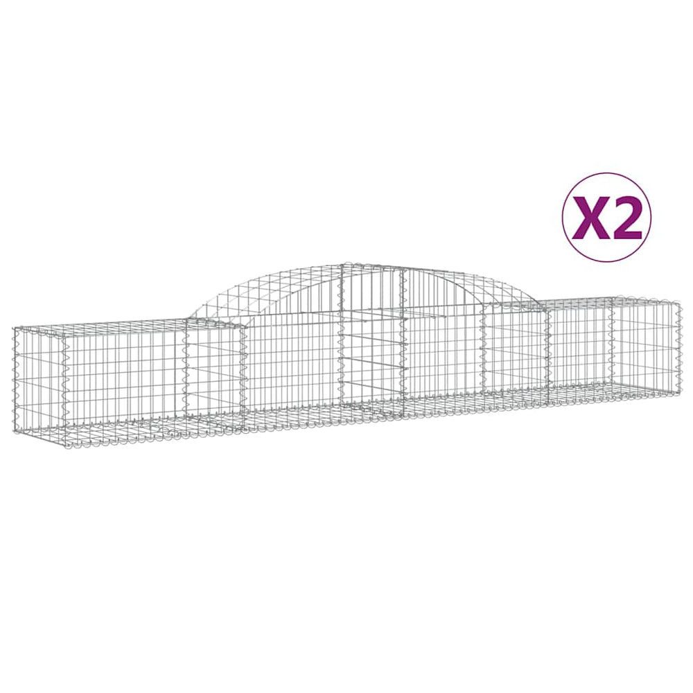 vidaXL Gabions à arche surélevée 2 pcs 300x50x40/60 cm Fer galvanisé