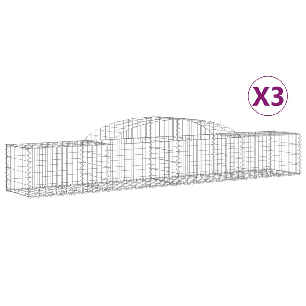 vidaXL Gabions avec arc en relief 3 pcs 300x50x40/60 cm Fer galvanisé