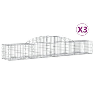 Gabionen mit Hochbogen 3 Stk. 300x50x40/60 cm Verzinktes Eisen