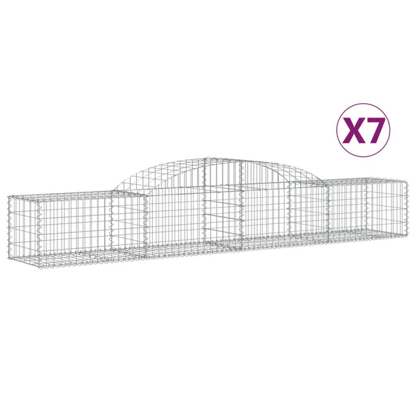 Gabionen mit Hochbogen 7 Stk. 300x50x40/60 cm Verzinktes Eisen