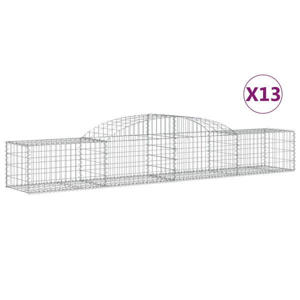 Gabionen mit Hochbogen 13 Stk. 300x50x40/60 cm Verzinktes Eisen