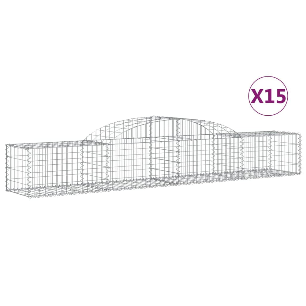 vidaXL Gabions avec arche 15 pcs. 300x50x40/60 cm Fer galvanisé