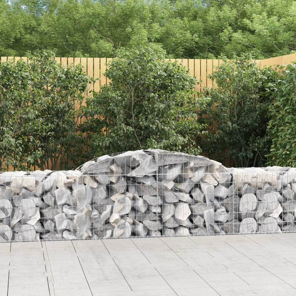 Gabionen mit Hochbogen 4 Stk. 300x50x60/80 cm Verzinktes Eisen