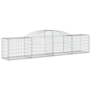 Gabionen mit Hochbogen 15 Stk. 300x50x60/80 cm Verzinktes Eisen