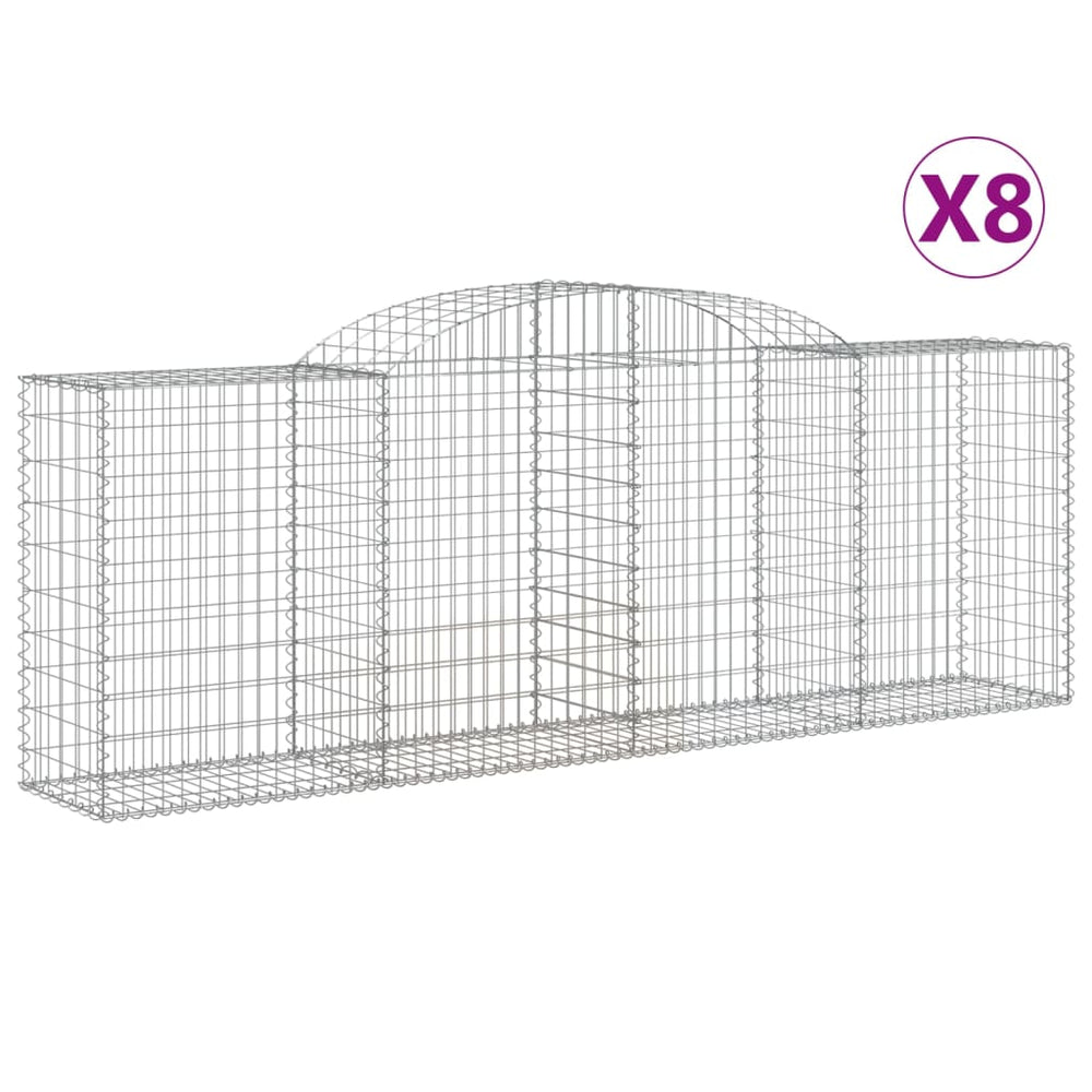 vidaXL Gabions avec arche 8 pcs 300x50x100/120 cm Fer galvanisé