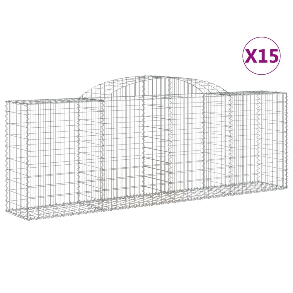 vidaXL Gabions avec arc surélevé 15 pcs 300x50x100/120cm Fer galvanisé