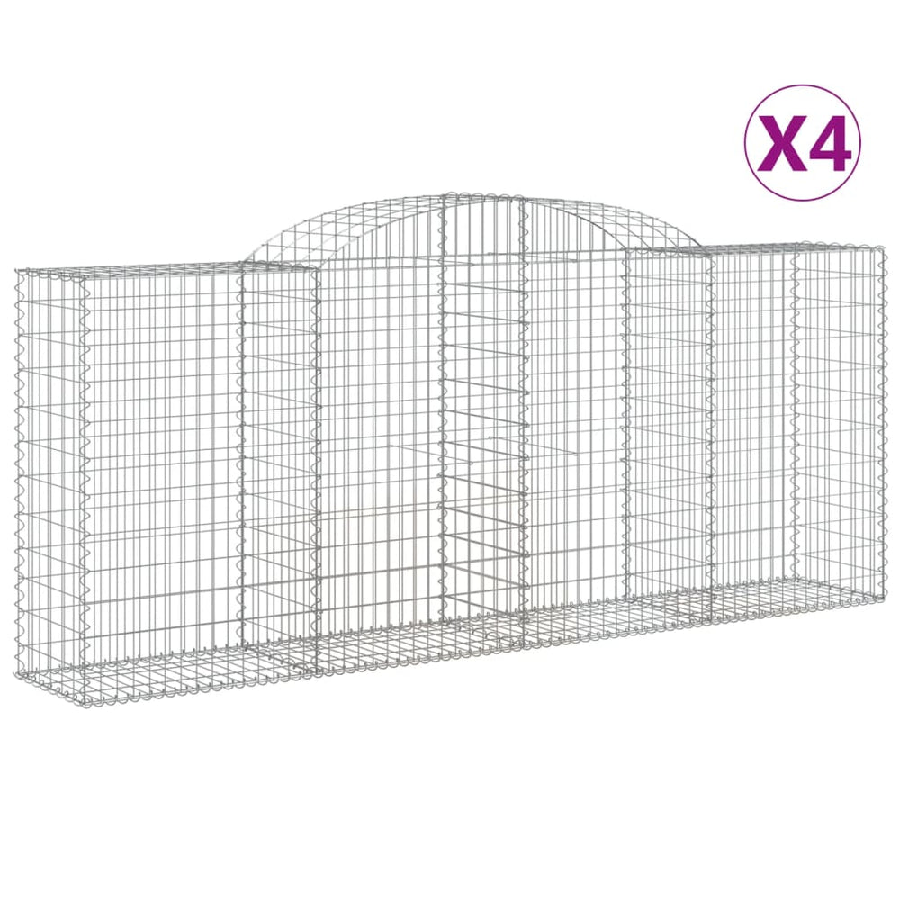 vidaXL Gabions avec arche haute 4 pcs 300x50x120/140 cm Fer galvanisé
