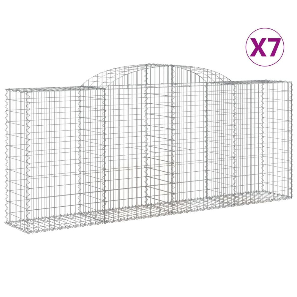 vidaXL Gabions avec arche 7 pcs 300x50x120/140cm Fer galvanisé