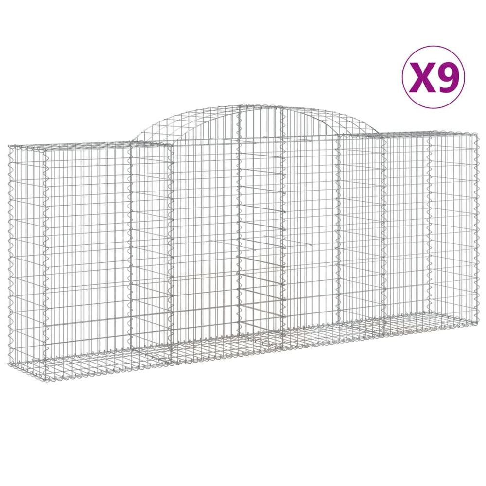 vidaXL Gabions avec arche 9 pcs 300x50x120/140 cm Fer galvanisé