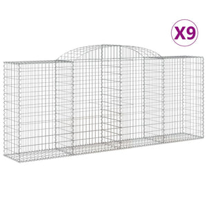 Gabionen mit Hochbogen 9 Stk. 300x50x120/140cm Verzinktes Eisen