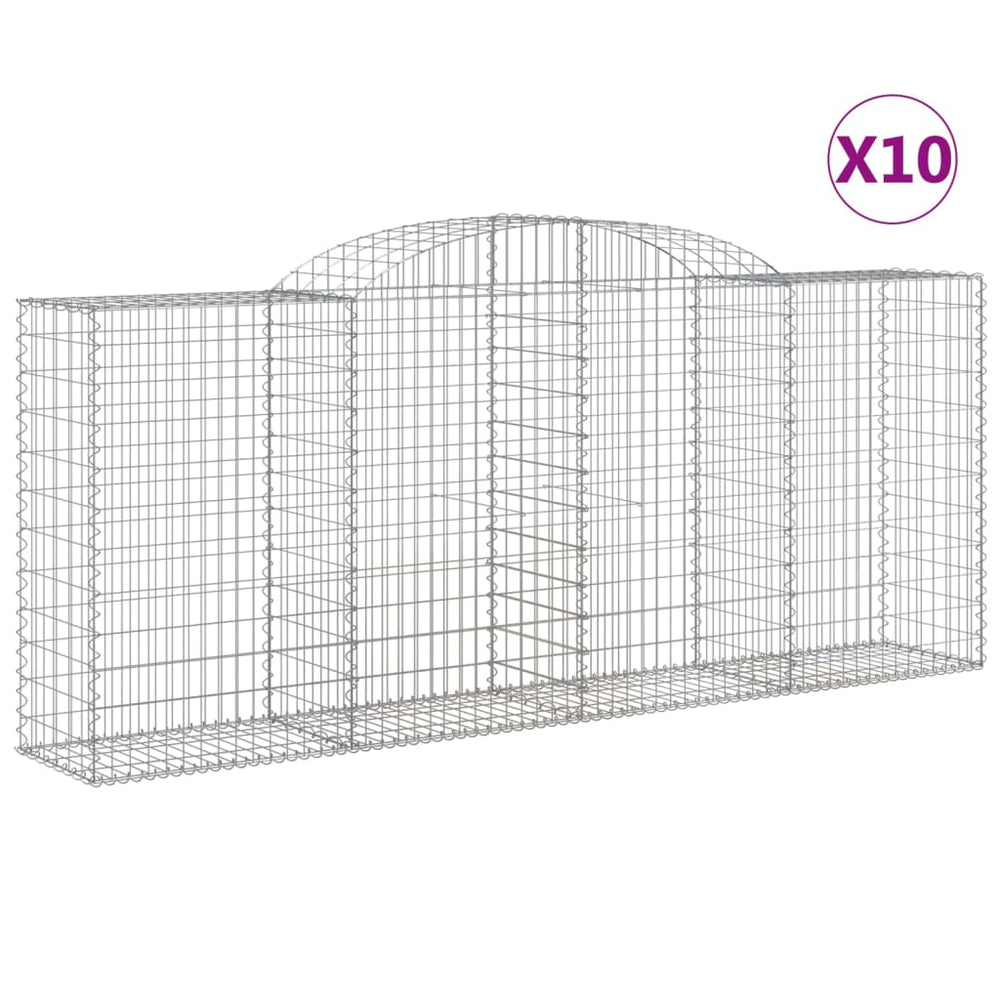 vidaXL Gabions avec arche haute 10 pcs 300x50x120/140cm Fer galvanisé