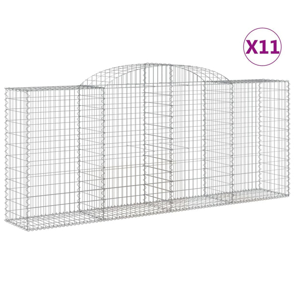 Gabionen mit Hochbogen 11 Stk 300x50x120/140cm Verzinktes Eisen