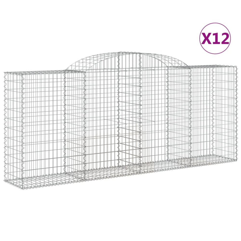 vidaXL Gabions avec arche 12 pcs 300x50x120/140cm Fer galvanisé