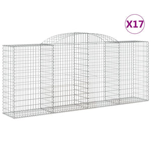 Gabionen mit Hochbogen 17 Stk 300x50x120/140cm Verzinktes Eisen