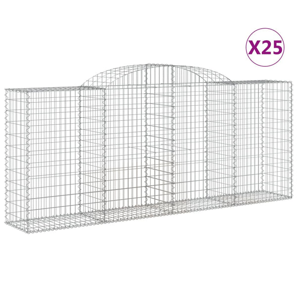 Gabionen mit Hochbogen 25 Stk 300x50x120/140cm Verzinktes Eisen