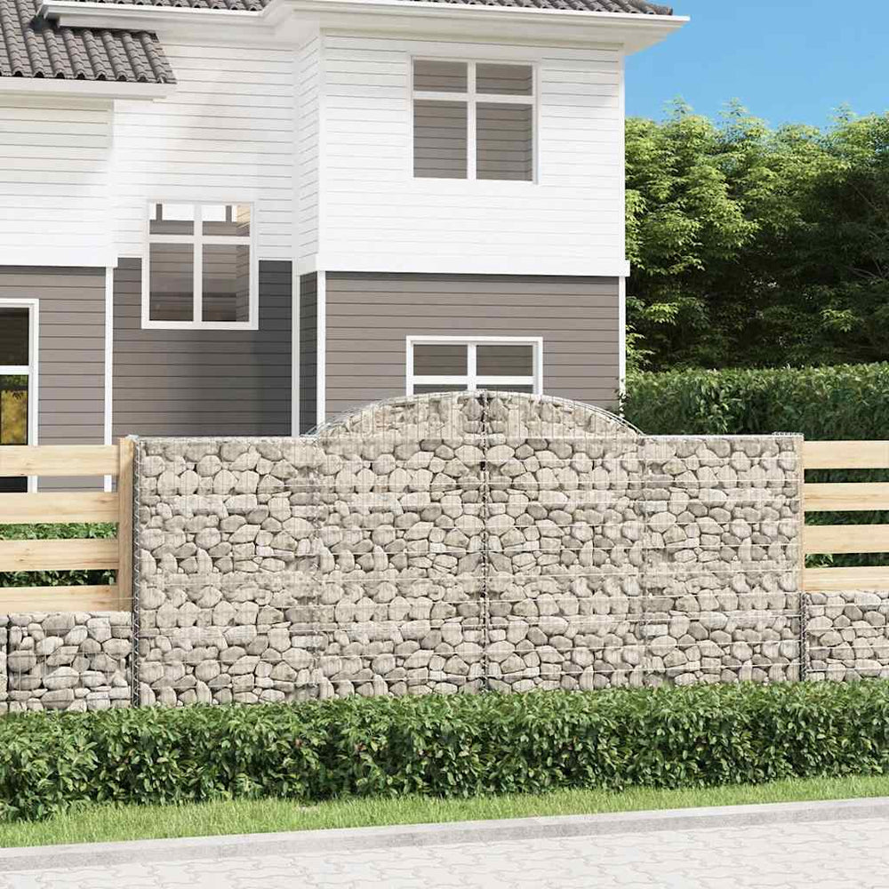 vidaXL Gabions avec arche 2 pcs 300x50x140/160 cm Fer galvanisé