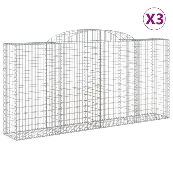 vidaXL Gabions avec arche 3 pèces 300x50x140/160cm Fer galvanisé