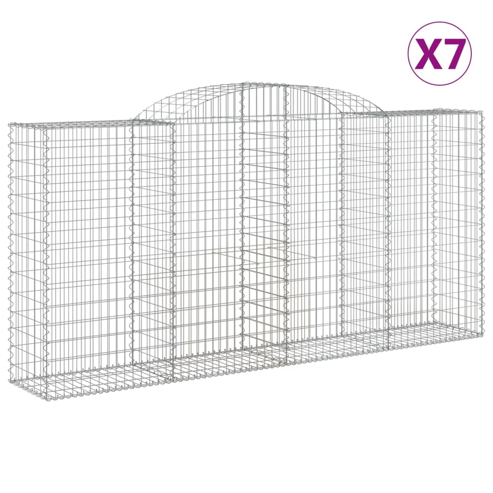 vidaXL Gabions avec arche haute 7 pcs 300x50x140/160 cm Fer galvanisé