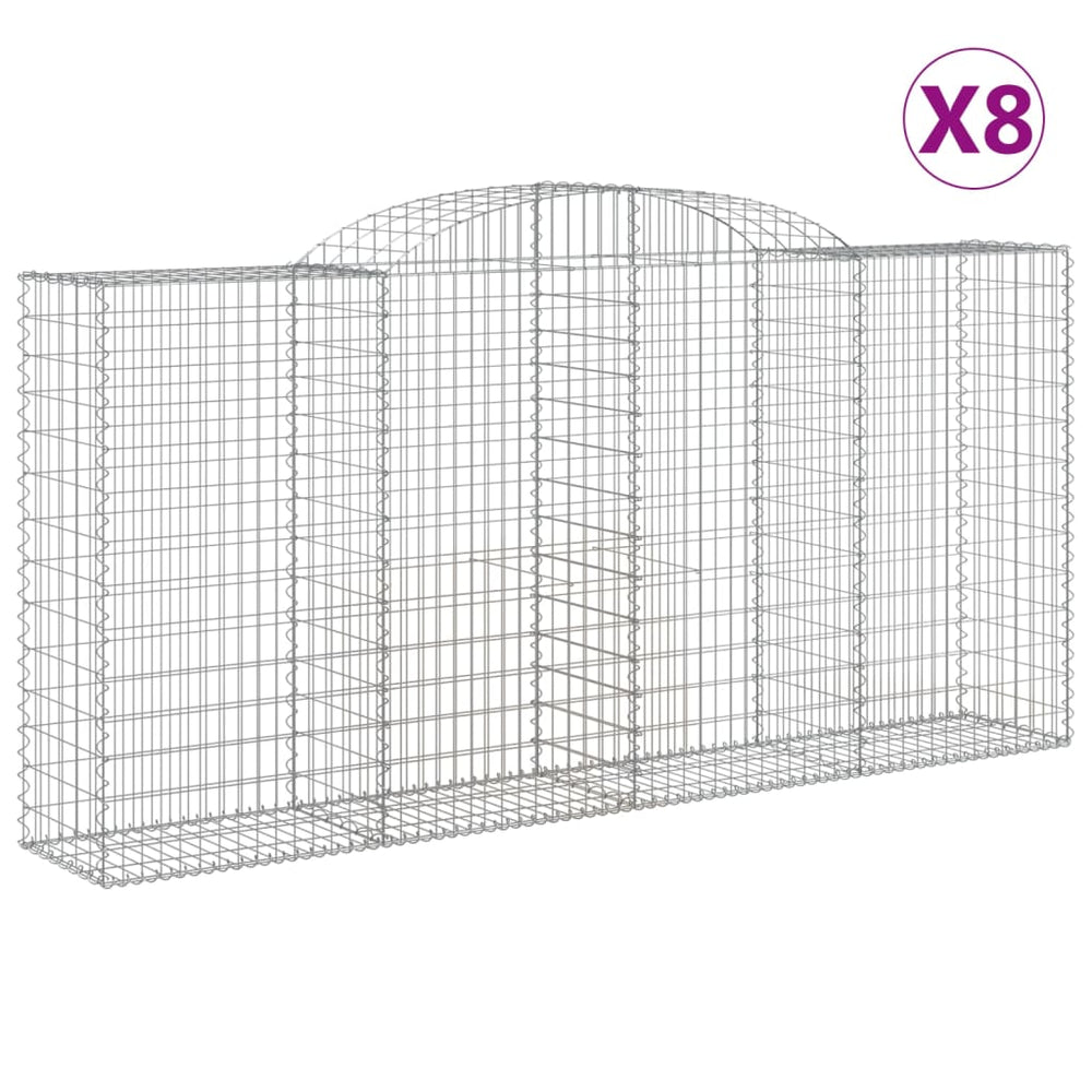 vidaXL Gabions à arc élevé 8 pcs 300x50x140/160cm Fer galvanisé