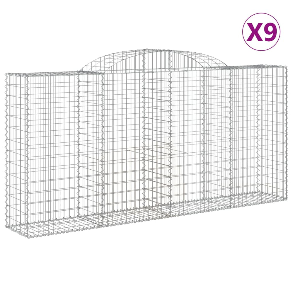 vidaXL Gabions avec arche 9 pcs 300x50x140/160cm Fer galvanisé