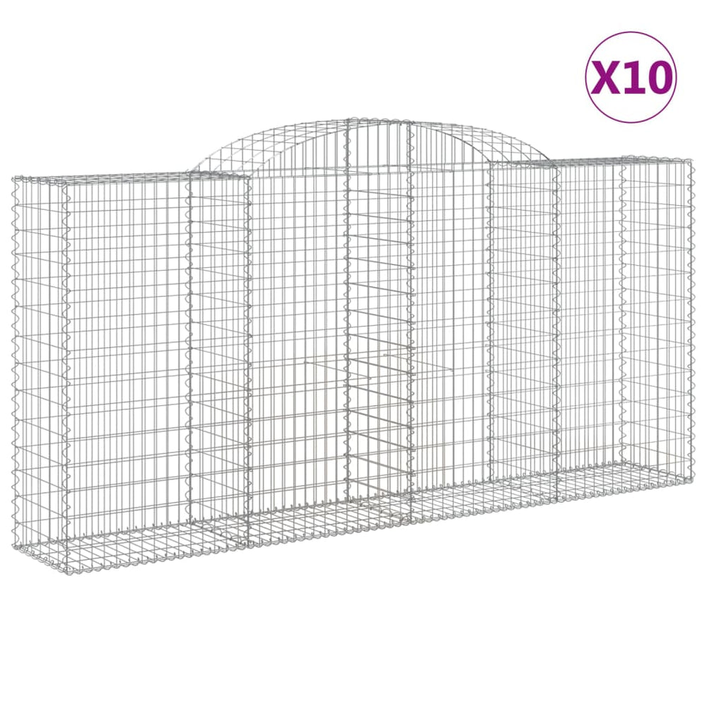 vidaXL Gabions avec arche 10 pcs 300x50x140/160 cm Fer galvanisé