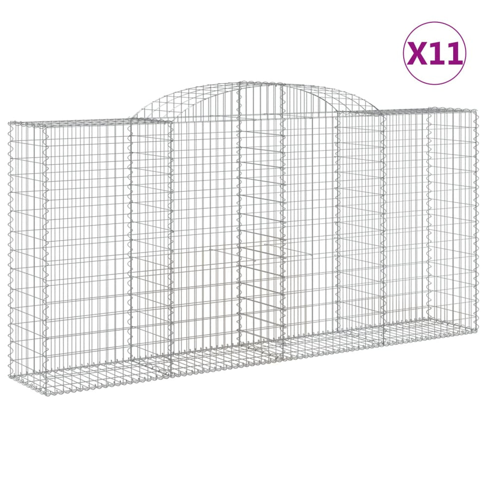 vidaXL Gabions avec arche 11 pcs 300x50x140/160 cm Fer galvanisé