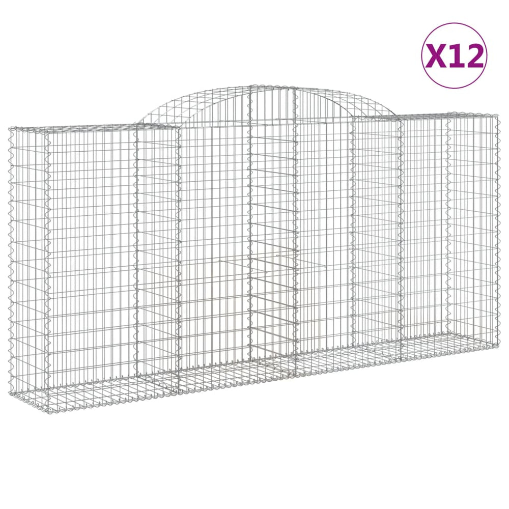 vidaXL Gabions avec arche 12 pcs 300x50x140/160cm Fer galvanisé