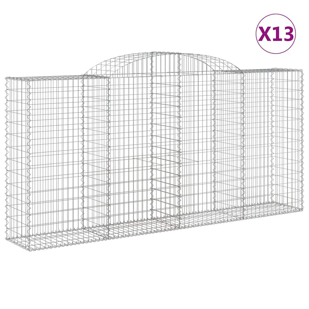 vidaXL Gabions avec arche 13 pcs 300x50x140/160 cm Fer galvanisé