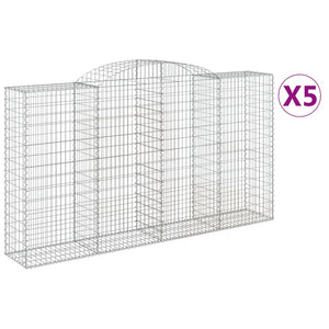 vidaXL Gabions avec arche haute 5 pcs. 300x50x160/180cm Fer galvanisé