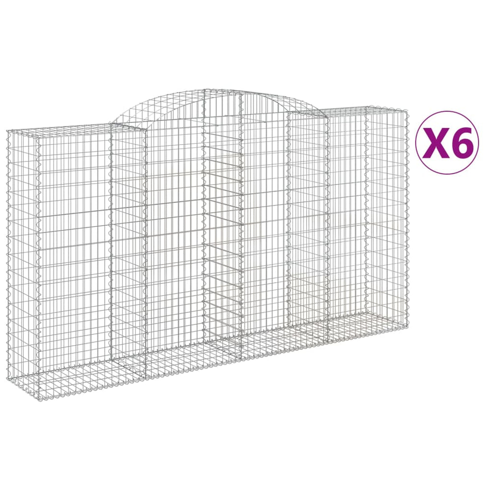 vidaXL Gabions avec arche haute 6 pcs 300x50x160/180 cm Fer galvanisé