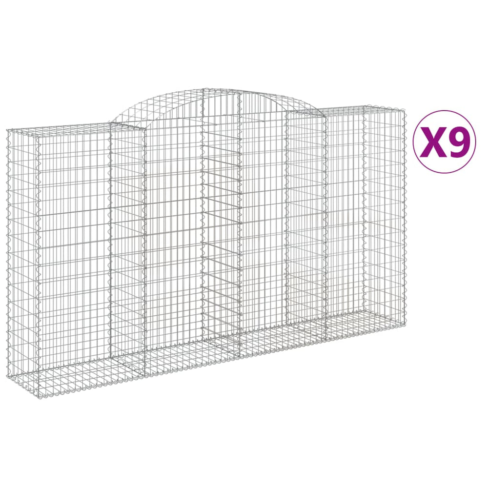 vidaXL Gabions avec arche 9 pcs 300x50x160/180cm Fer galvanisé