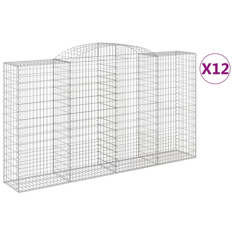 vidaXL Gabions à arche surélevée 12 pcs 300x50x160/180 cm Fer galvanisé