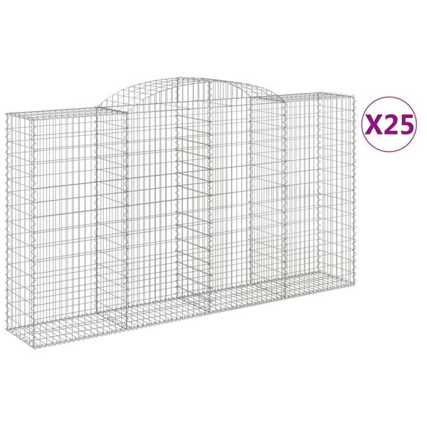 Gabionen mit Hochbogen 25 Stk 300x50x160/180cm Verzinktes Eisen