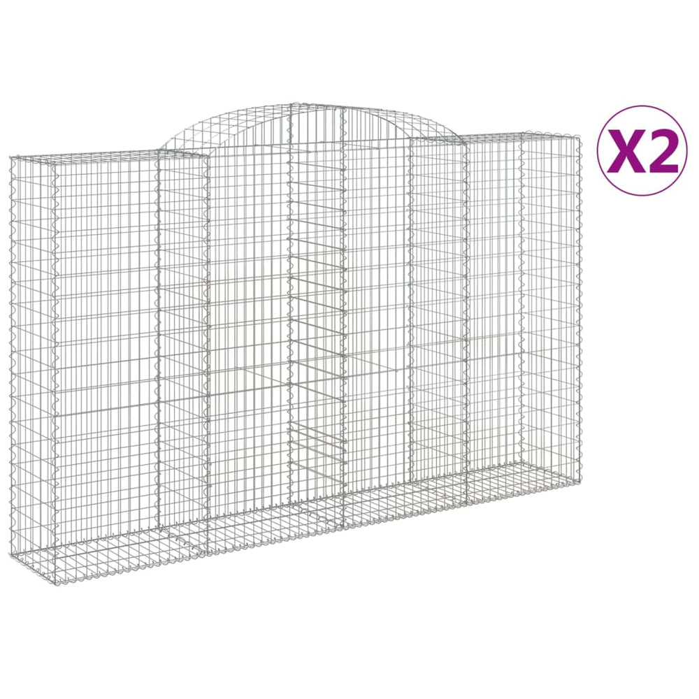 vidaXL Gabions avec arche 2 pcs 300x50x180/200 cm Fer galvanisé