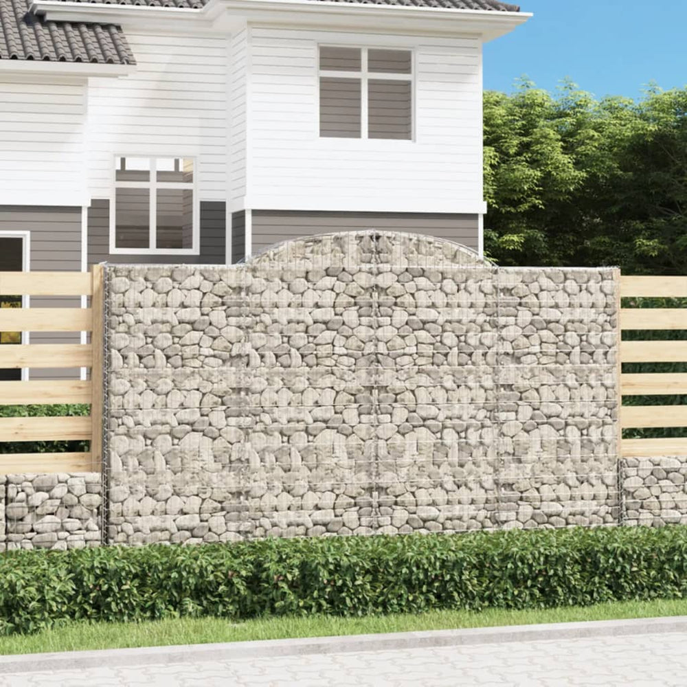 vidaXL Gabions avec arche 2 pcs 300x50x180/200 cm Fer galvanisé