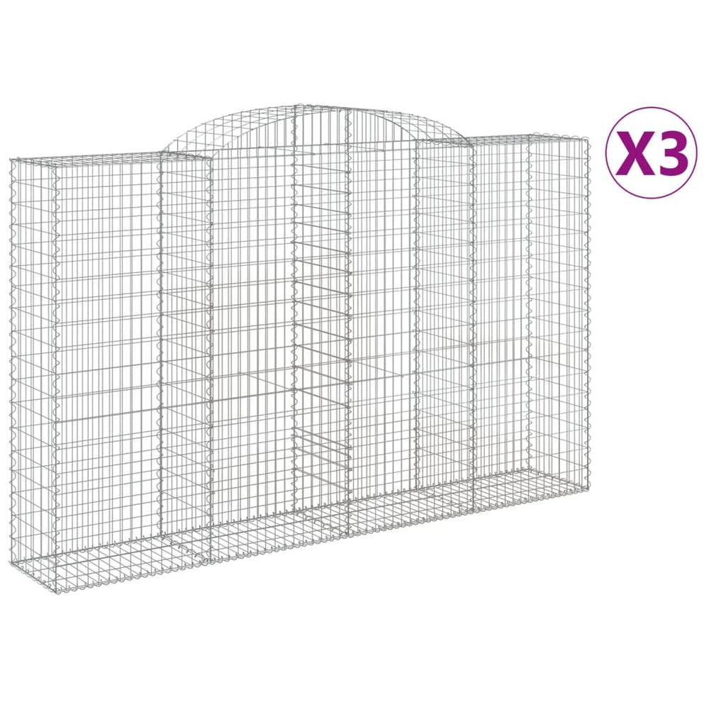 vidaXL Gabions avec arche haute 3 pcs 300x50x180/200cm Fer galvanisé