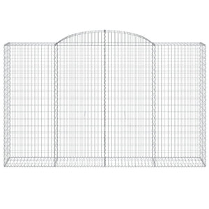 Gabionen mit Hochbogen 4 Stk. 300x50x180/200cm Verzinktes Eisen