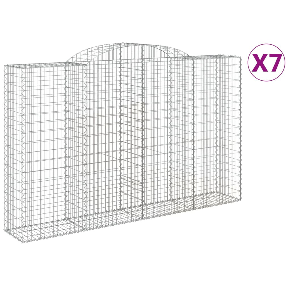 vidaXL Gabions avec arche haute 7 pcs 300x50x180/200cm Fer galvanisé